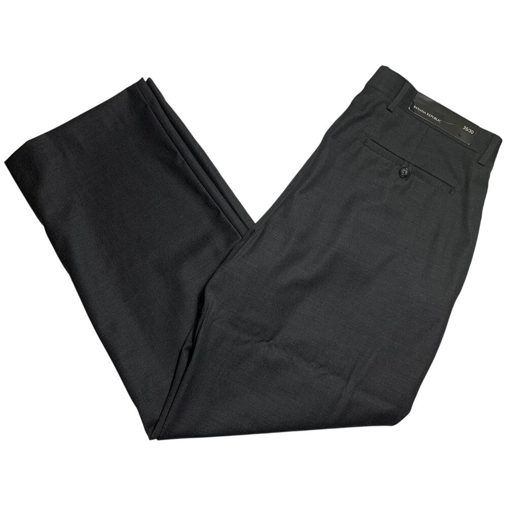 Banana Republic Y2K 35x30 Charcoal Gray 100% Wool Tailored Chino Pants Straight
